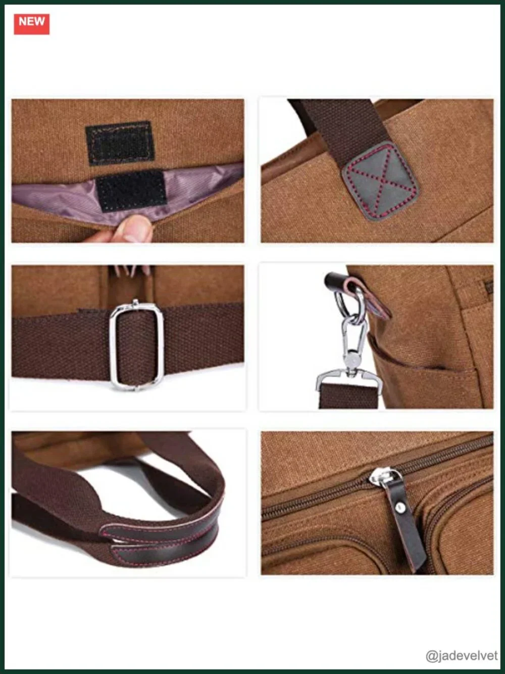 Canvas Satchel Handbag Top Zipper Shoulder Bag Tote Messenger Purse